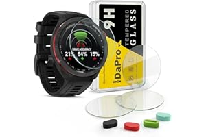 iDaPro [4 Pack] Screen Protector for Garmin Approach S70 47mm GPS Golf Watch + Silicone Anti-dust Plugs Tempered Glass Anti-Scratch Bubble-Free Easy Installation