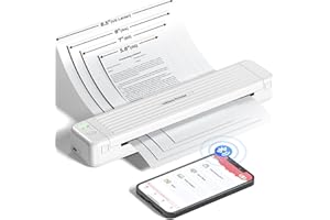 ASprink Portable Printer Wireless, P831 Thermal Transfer Wireless for A4/A5/B5/Letter, Inkless Bluetooht Printer for Plain/Thermal Paper - White