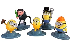 TOMENGBEIAABBCC Illumination Minions The Rise of Gru - Mini Figurines, Cake Toppers Set of 5 - Kevin, Otto, Stuart, Bob, Young Gru