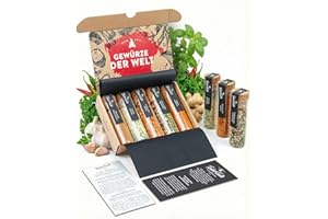 TIMBER TASTE® 5 Gewürze aus aller Welt - Seltenes Gewürz Geschenkset Männer - Gewürzset Geschenke für Mann - Ausgefallene Geschenkidee Erwachsene Kleinigkeit - Tolle Weihnachtsgeschenke