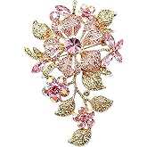 1-Piece Vintage Angel Wing Brooch for Women Gradient Crystal Rhinestone Tassel Saree Pin for Dresses and Suits