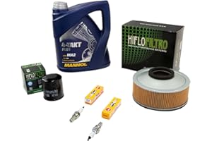 MVH BOCKAUF Kit d'entretien huile 4 l + filtre à air + filtre à huile + bougies d'allumage pour Kawasaki ki VN 800 VN800 VN800A VN800AB VN800B année de construction 1995-2006