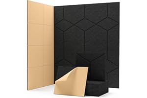Soundsbay Paneles acústicos autoadhesivos, 12 unidades, absorbentes acústicos, aislamiento acústico, paredes y techos, para tratamiento acústico y decoración de pared, 30 x 26 x 0,9 cm (negro)