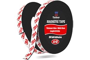 Thaibear A+B Magnetic Tape Self-Adhesive, Strong Magnetic Strips with 3M Adhesive (2.2m +2.2m A and B Polarity), Magnet Tape Strip Roll Perfect for for Fly Screen, DIY, Fridge