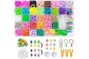 BIZEE 2700+ Loom Bands, for Boys and Girls 32 Dazzling Colors, Loom Bands Starter Kit for Refill Making Craft Kits, DIY Bracelet Making Kit with Accessories and Storage Box
