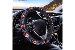 Xoenoiee Steering Wheel Cover Gradient Leopard Pattern Universal 15 Inch Auto Car Steering Wheel Covers SUV Anti Slip Wheel Wrap Protector for Men Women