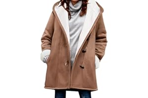 Yuson Girl Abrigos Mujer Invierno Ligeros y Calentitos Abrigo de Ante Elegante Chaqueta de Forro Polar Outwear Parka con Horn Botones Casual Sudadera con Capucha Hooded Jacket