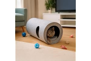 SILUK Katzentunnel, Katzenkratzer Katzen Spielplatz; Katzenschlafplatz, 2-Wege Faltbar Kätzchen Tunnel Katzenspielzeug interaktives Pop-Up-Labyrinthhaus-Spielzeug für Kaninchen,Welpen,Frettchen (Grau)
