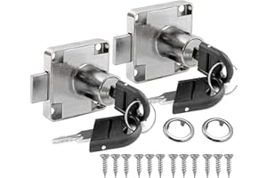 Litensh 2 Pièces serrure à came avec clé identique, serrures meuble, serrures casier, serrure boite aux lettres, verrou de sécurité d'armoire pour placard, tiroir, armoire de rangement, tiroir, Argent