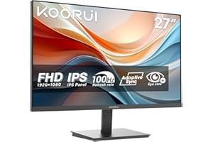 KOORUI E2711F 27" Full HD Monitor, Pantalla PC Ultra Fina y Ligera (100Hz, IPS, 5ms, 1080P, 99% SRGB, Eye Care, Adaptive Sync, Inclinación, HDMI 1.4, VGA, VESA 100x100mm)