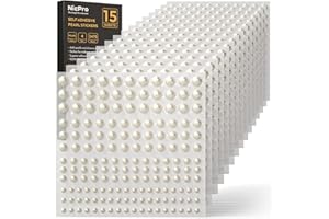 Nicpro 2475 PCS Pearl Stickers Self Adhesive, 4 Size Stick On Makeup Pearl Gem White Jewel Decor for Face, Body, Nail, Hair, Phone Art Craft Scrapbooking Embellishments Assorted Size 3mm/4mm/5mm/6mm