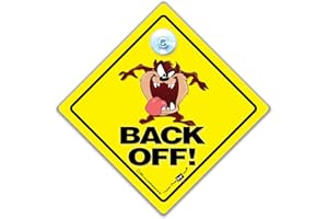 IWANTTHATSIGN.COM BACK OFF Panneau de voiture, Dos arrière du Taz, drôle autocollant, Tailgater joke bébéà Bord Voiture SIGNE,CONDUCTEUR NEUF Road Rage enseigne vitre, ventouse keep your distance