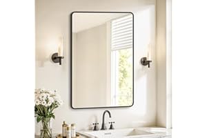 ‎SONGMICS SONGMICS Bathroom Mirror Wall Mirror Rectangle Mirror Aluminium Frame 3ft x 24in with Safety Film 2 Hanging Options for Living Room Bedroom Bathroom Ink Black LWM010BD01