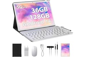 PIXPEAK Tablet 10 Pulgadas Android 14.0 con 5G WiFi, 36GB RAM+128GB ROM(1TB Ampliable), Octa Core 2.0 GHz Tableta, 8000mAh, 5MP+8MP, FHD, WLAN, Bluetooth, GPS, Tablet con Teclado ect (Or)