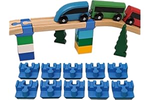 Baymo Duplo to Wooden Track Adapter for Kids Age 3 Years & Up - Railway Set Accessories & Add Ons (10 Adapters)