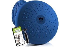 ZENONE SPORTS ZenBalance Plus Cuscino Propiocettivo, Cuscino Ortopedico per Riabilitazione, Disco Propiocettivo Gonfiabile per Postura, Balance Board per Sport & Fisioterapia, incl. Pompa, e-Book, 33 cm