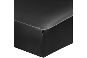 PiccoCasa Resårlakan satin 160 x 200 cm dra-på-lakan till 35 cm topphöjd med elastiskt band svart 160 x 200 x 35 cm