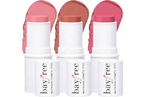 bayfree Cream Blush Stick Trio, Blush in Stick per Occhi e Labbra Color Costruibile, Impermeabile, Finish Luminoso, Lunga Durata