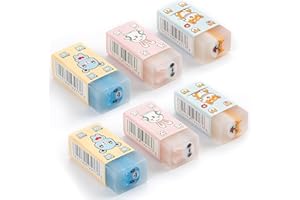 Vanyibro 6PCS Creative Rubber Erasers, Cute Pencil Eraser Set, Rectangle Rubber Erasers for School and Office Supplies