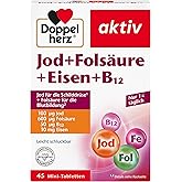 Doppelherz Jod + Folsäure + Eisen + B12 - Mit Folsäure als Beitrag für die normale Blutbildung – 45 vegane Mini-Tabletten