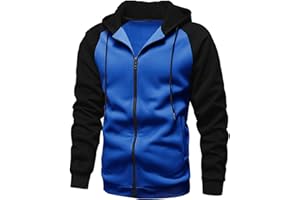 YawYews Męskie bluzy z kapturem zapinane na zamek polar lekkie bluzy z długim rękawem dla mężczyzn bluza z kapturem niebieska XL, NIEBIESKI, XL