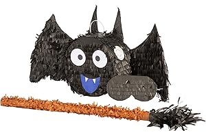 Fax Potato - Pinatas Halloween Fledermaus -Karton Pinata, Stick Und Augenbinde - W56cm X D10.5cm X H30cm - Schwarz