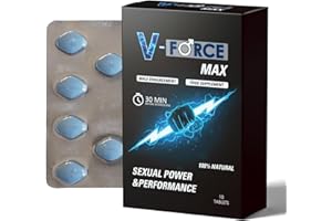 V-Force MAX Blue Pills for Men Extra Strong 100mg - Amplified Enhanced Strength & Firmness - Stronger & Harder Performance for Prolonged Results Food Supplement Tablets UK (10 Count (Pack of 1))