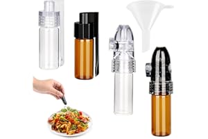 Lotbun 4 Pezzi Glas Bottiglia di Spezie in Polvere con Cucchiaino Per Esterni,Mini Imbuto E Cucchiaio Sniffer Set Dispenser Polvere,Portatile Barattolo Di Spezie Dispenser Polvere