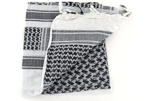 KOMBAT UK Mens Protective SAS Army Military Desert Tactical Neck Head Wrap Combat Sun Hat Scarf Shemagh Green, White, Blue, Black, Red, Sand (White/Black)