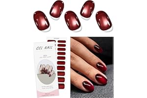JMEOWIO Autocollants Ongles UV Yeux De Chat Rouge Stickers Ongle Nail Art Design Manucure