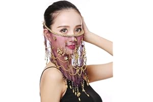 Grouptap danza del ventre mezza faccia velo costume con oro in rilievo trifoglio per le donne ragazze araba danza egiziana
