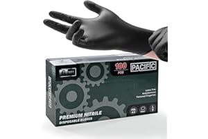 PACIFIC PPE PACIFIC 6-mil Schwarze Nitril Einweghandschuhe, Heavy-Duty, Industriemechaniker Handschuhe, Lebensmittelecht, Latexfrei, Puderfrei, EN 374, L