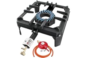 NJ THE RIGHT CHOICE NJ GB-29 Large Gas Boiling Ring Cast Iron Burner Camping Stove Outdoor Catering LPG Cooker 8kW (Propane 37mbar Screw-on)