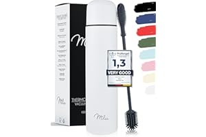 Milu Bouteille isotherme en acier inoxydable - 1L, 750ml, 500ml - Thermo Double Paroi, Sans BPA, Transport Café, Thé, Eau (Blanc, 1000 ml)