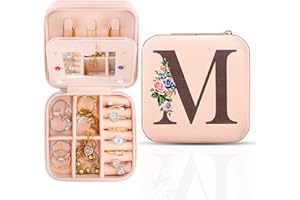 Meschett Portagioie da viaggio con specchio, organizer per anelli, collane e orecchini, portagioie personalizzato, regali per donne e ragazze,M