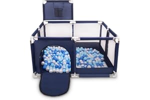 Selonis Kwadratowy kojec do zabawy ze 100 piłeczkami do koszykówki, niebieski, niebieski, błękitny, perłowy