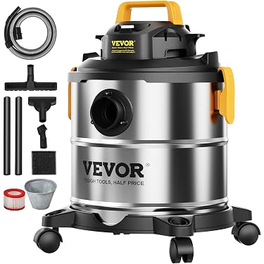 Aspirapolvere Per Umido E Asciutto VEVOR 10 Litri - 800W, 2,5 HP, Giallo, Per Auto, Garage, Casa