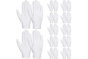 JTKREW 12 paires gant blanc coton, doux et extensibles, gants hydratants lavables en machine, gants d'eczéma en coton blanc pour prendre soin des mains.