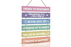 HPNIUB HPUINB Rainbow Wall Art for Girls Bedroom,Rainbow Wood Sign,Rainbow Wall Hanging Sign for Teen Girls,Inspirational Phrase Wall Art Sign,Motivational Quotes Wall Decor for Nursery Kids Room Babyroom