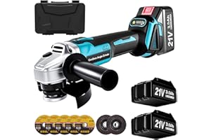 Yofuly Akku Winkelschleifer für Makita Akku 18V 21V, 2× 3.0Ah Akkus & Ladegerät, Akku Flex Trennschleifer 125mm, 9000U/min, 3 Stufige Drehzahlregelung, Inkl. 5* Trennscheibe, 2* Fächerscheibe