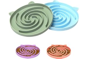 Bifeaw Slow Feeder Cat Bowl, Easy to Clean Silicone Bowl, Ideal for Dry and Wet Food (Green and Blue)