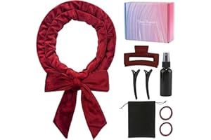 Anei Rizador de Pelo Sin Calor, Juego de rizadores de satén sin calor, Rizadores De Pelo Suaves Para Dormir, Diadema para pelo rizado con diseño de leopardo (Rojo)