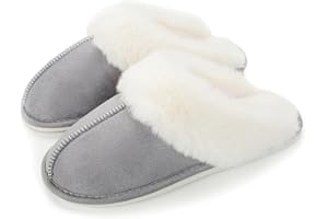 HILAX Hausschuhe Damen Herren Winter Plüsch Warm gefüttert Hausschuhe Pantoletten Bequeme rutschfeste Flache Slippers