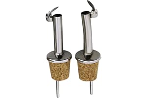 New Day Solutions NDS Lot de 2 becs verseurs en acier inoxydable et liège pour huile d'olive avec couvercle rabattable à charnière Idéal pour le vin, l'alcool, le café, le sirop et le vinaigre