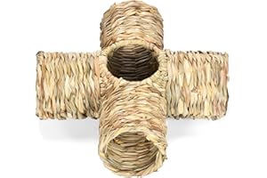 Ranuw Maison en herbe pour lapins - Jouet à mâcher en paille naturelle - Tube tunnel pour hamsters chinchillas petits animaux hamster herbe maison lapin herbe tunnel comestible fait à la main herbe