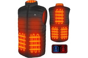 MRAWARM Beheizbare Weste, Heizweste für Herren Damen, 6-Heizzone, 3-Temperatur-Niveau Leichte Beheizte Weste für Outdoor-Wintersport
