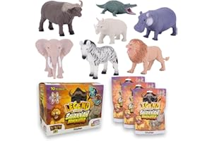 #SBABAM Sbabam FUNNY BOX Legend of Animals Savannah Dominator, Animali Giocattolo per Bambini, 3 Pz, Giochi per Bambini da Edicola, Morbidi Pupazzetti Allungabili Elefante, Leone e Altri con Effetti Speciali