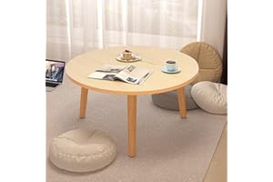 Shienfir Round Dining Table, Small Retro Lounge Table with 4 Wood Legs, Small Round Modern Dining Conference Meeting Room Table, 60cm Dining Tables for Home, Cafe & Restaurants Wooden Color