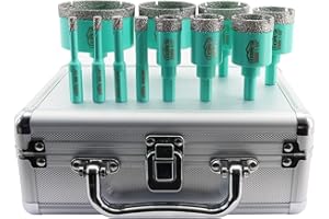 Kit de Broca de Diamante - 11piezas (6/6/8/10/20/25/32/35/45/50/65mm) LEKOMESH,Vástago Triangular,para Porcelánico Cerámica Granito Mármol Mampostería Piedra