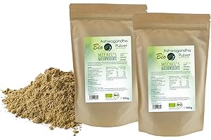 ‎MICHEL´S NATURPRODUKTE Michel`s Naturprodukte Ashwagandha Pulver BIO - 1kg (2x500g), 100% echtes indisches Bio Ashwagandha Pulver aus kontrolliert biologischem Anbau, Sehr Fein Gemahlen, Vegan, Gluten- & Laktosefrei